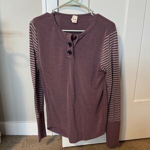 Purple Long Sleeve Henley Top
